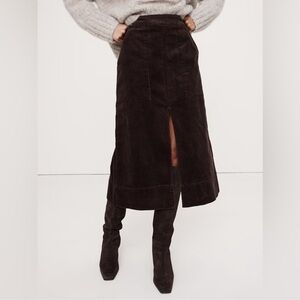 NWT! Banana Republic Sonoma Wine Red Corduroy Midi Skirt - 818697 📝